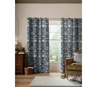 William Morris At Home Lodden Pure Cotton Eyelet Curtains Blue Mix