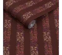 William Morris at Home Love is Enough Stripe Damson Wallpaper | Red Stripe Design | Paste the Wall | Eco-Friendly