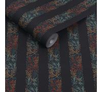 William Morris At Home Love Is Enough Stripe Ink Blue Wallpaper