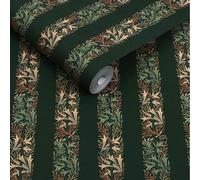 William Morris At Home Love Is Enough Stripe Privet Green Wallpaper