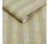 William Morris at Home Love is Enough Stripe Sage Wallpaper | Green Stripe Design | Paste the Wall | Eco-Friendly