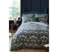 William Morris At Home Midnight Strawberry Thief Bedding Set Dark Teal