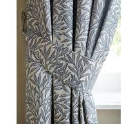 William Morris At Home Original Willow Blackout Pencil Pleat Curtains In Indigo - 1 Pair Tiebacks 26" (66cm)