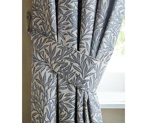 William Morris At Home Original Willow Blackout Pencil Pleat Curtains In Indigo - 1 Pair Tiebacks 26" (66cm)
