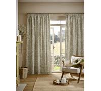 William Morris at Home Original Willow Pencil Pleat Lined Curtains In Olive-Green - 66"x72" (168cmx183cm)