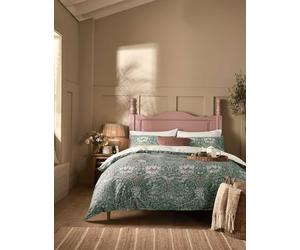 William Morris At Home Pure Cotton Sateen Honeysuckle and Tulip Bedding Set Green Mix