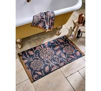 William Morris At Home Pure Cotton Wild Tulip Bath Mat Navy Mix
