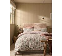 William Morris at Home Rose Brick 100% Cotton Sateen Duvet Cover Set 220 Thread Count In Pink/Sage (Single 137cm x 200cm)