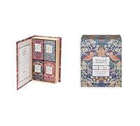 William Morris At Home Soap 4 x 50g, Guest Soaps Fragranced With Patchouli and Red Berry+William Morris At Home Scented Candle 180g in Glass Jar