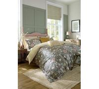 William Morris at Home Spring Thicket 100% Cotton Sateen Duvet Cover Set 250 Thread Count In Mineral (Double: 200cm x 200cm)
