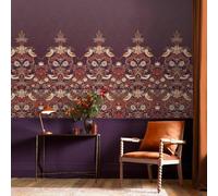William Morris at Home Strawberry Theif Plum Mural | 4m x 2.5m | Floral | Print to Order | Eco-Friendly | Supplied as a Wallpaper roll