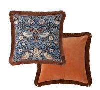 William Morris At Home Strawberry Thief Cushion - BLUE