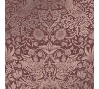 William Morris At Home Strawberry Thief Fibrous Burgundy Wallpaper - 10m x 52cm