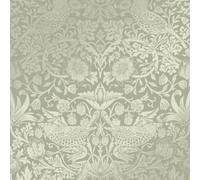 William Morris At Home Strawberry Thief Fibrous Sage Wallpaper - 10m x 52cm