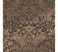 WILLIAM MORRIS AT HOME Strawberry Thief Fibrous Charcoal Wallpaper | Paste The Wall | Bird | Eco-Friendly
