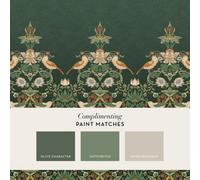 William Morris At Home Strawberry Thief Fixed Size Mural | Green