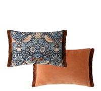 William Morris At Home Strawberry Thief Rectangular Cushion - BLUE