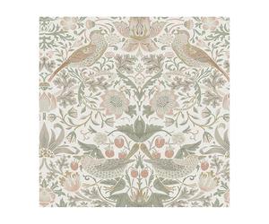 William Morris at Home Strawberry Thief Sage & Pink Wallpaper | Paste the Wall | Green Bird | Eco-Friendly