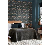 William Morris At Home Strawberry Thief Wallpaper In Deep Blue Blue