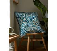 William Morris At Home Velvet Leicester Fringed Cushion - Sky Blue, Forest Green,Sky Blue