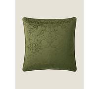 William Morris At Home Velvet Strawberry Thief Cushion Dark Olive