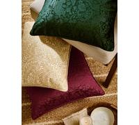 William Morris At Home Velvet Strawberry Thief Cushion Green