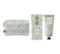 William Morris At Home Wash Bag, Zip Pull Toiletry, Cosmetic Beauty Organiser, Vegan Leather, Golden Lily+William Morris At Home Hand Cream 100ml, Camelina Sativa Oil