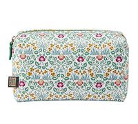 William Morris At Home Wash Bag, Zip Pull Toiletry, Cosmetic Beauty Organiser, Vegan Leather, Travel Size, Gym or Holiday Essentials, Medium Size, Cruelty Friendly, Gift for Her, Golden Lily