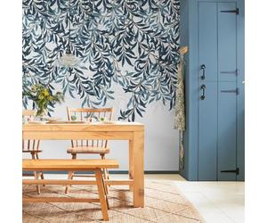 William Morris at Home Willow Bough Blue Mural | 4m x 2.5m | Leaf | Print to Order | Eco-Friendly | Supplied as a Wallpaper roll