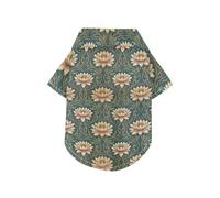 William Morris Bangladesh Water Lily Pattern Summer Pet Dog Shirt Button Up Lightweight and Breathable Short Sleeve Pet T-Shirt Doggy Sweatshirt Puppy Kitten Perfect for Everyday Wear, and