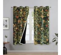 William Morris Blackout Curtains for Living Room, Bird Floral Strawberry Thief Curtains Bedroom Home Decor, Thermal Eyelet Window Drapes, 2 Panels 54 Drop, 66x54 (W x L) L-C&37