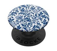 William Morris Blue and White WildFlower Thistle PopSockets Adhesive PopGrip