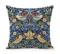 William Morris Blue Floral Bird Tapestry Pattern Decorative Throw Pillow Covers 18x18 Inch Home Decor Pillow Case Square Pillowcase Cushion Cover For Indoor/Outdoor Sofa Living Room Couch Bed