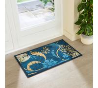 William Morris Blue Indoor Washable Doormat 80x50cm Artsy Mats Blue 50cm x 80cm