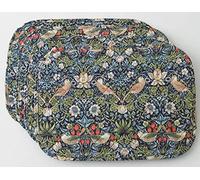 William Morris Blue Strawberry Thief 4 Quilted Cotton Floral Placemats
