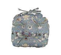 William Morris Blue Strawberry Thief Piped Seat Pad Blue