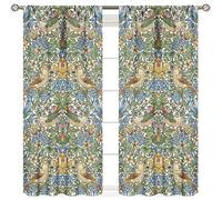 William Morris Botanical Art Windows Curtains Strawberry Thief Floral Patterns Vintage Floral Patterns Curtains, for Living Room Bedroom 84x84in 2 Panels Blackout