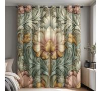 William Morris Botanical Vintage Floral Blackout Curtains 90x108 Inch Eyelet Drapes for Bedroom & Living Room 2 Panels Elegant Home Decor Patterned Design B-D97