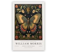 William Morris Butterfly-b Wall Art - Vintage Botanical Flower Wall Decor Green Room Decor Butterfly-b Canvas Print Nature-Inspired Poster Butterfly-b Animal Canvas Poster 24x36inch Unframed