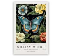 William Morris Butterfly-d Wall Art - Vintage Botanical Flower Wall Decor Green Room Decor Butterfly-d Canvas Print Nature-Inspired Poster Butterfly-d Animal Canvas Poster 12x18inch Unframed, style-4