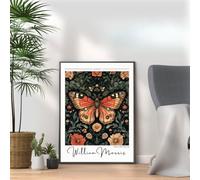 William Morris Butterfly Print, Botanical print, Dark Cottagecore decor, Mid century poster, Flower Market print, nature, illustration, Art Nouveau home deco (A4 Print only)