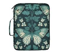 William Morris Butterfly Teal Accordion Folder Multi-Pocket 3 Ringing 1.5 inch Zip Up Binder with Zipper Closure for Home Office