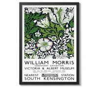 William Morris Centenary Exhibition, London Picture, Botanical Flower Poster, Fruit Floral Pattern Print, Nature Home Decor, Archival Matte, A4 (Black Frame) - 29.7x21cm