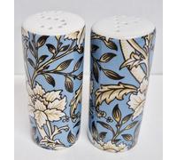 William Morris Chrysanthemum Salt Pepper Porcelain Round Shakers Set Oriental Floral Hand Decorated UK