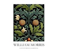 William Morris Cotton Prints Exhibition Poster, Art Nouveau Botanical Design, Green and Gold Floral 18 x 24 inch unframed poster print