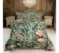 William Morris Coverless Duvet Double, Art Nouveau Botanical Vintage Floral Reversible Comforter Set 3 Pcs, 2 Pillowcases, Bedroom Decor, 10.5 Tog Soft Lightweight Warm All Seasons BZ-L1018