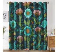 William Morris Curtains 95% Blackout, Vintage Floral Patterned Curtains for Living Room Bedroom, 63 Drop Eyelet Thermal Drapes Home Decor, 52x63 Inch 2 Panels X&-90