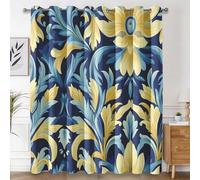 William Morris Curtains 95% Blackout, Vintage Floral Patterned Curtains for Living Room Bedroom, 90 Drop Eyelet Thermal Drapes Home Decor, 66x90 Inch 2 Panels X&-89