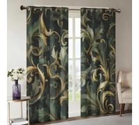 William Morris Curtains for Bedroom Home Decor, Botanical Acanthus Leaf Blackout Curtains Living Room, Thermal Eyelet Window Drapes, 2 Panels 72 Drop, 66x72 (W x L) Q-D47