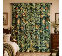 William Morris Curtains for Bedroom Living Room, Strawberry Thief Blackout Curtains Eyelet 108 Drop 2 Panels, Patterned Window Drapes, Home Decor 90x108 Inch B-D68